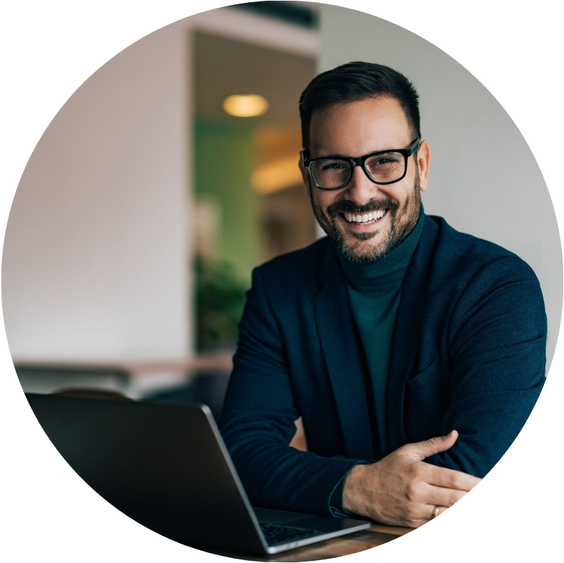 man smiling circle icon