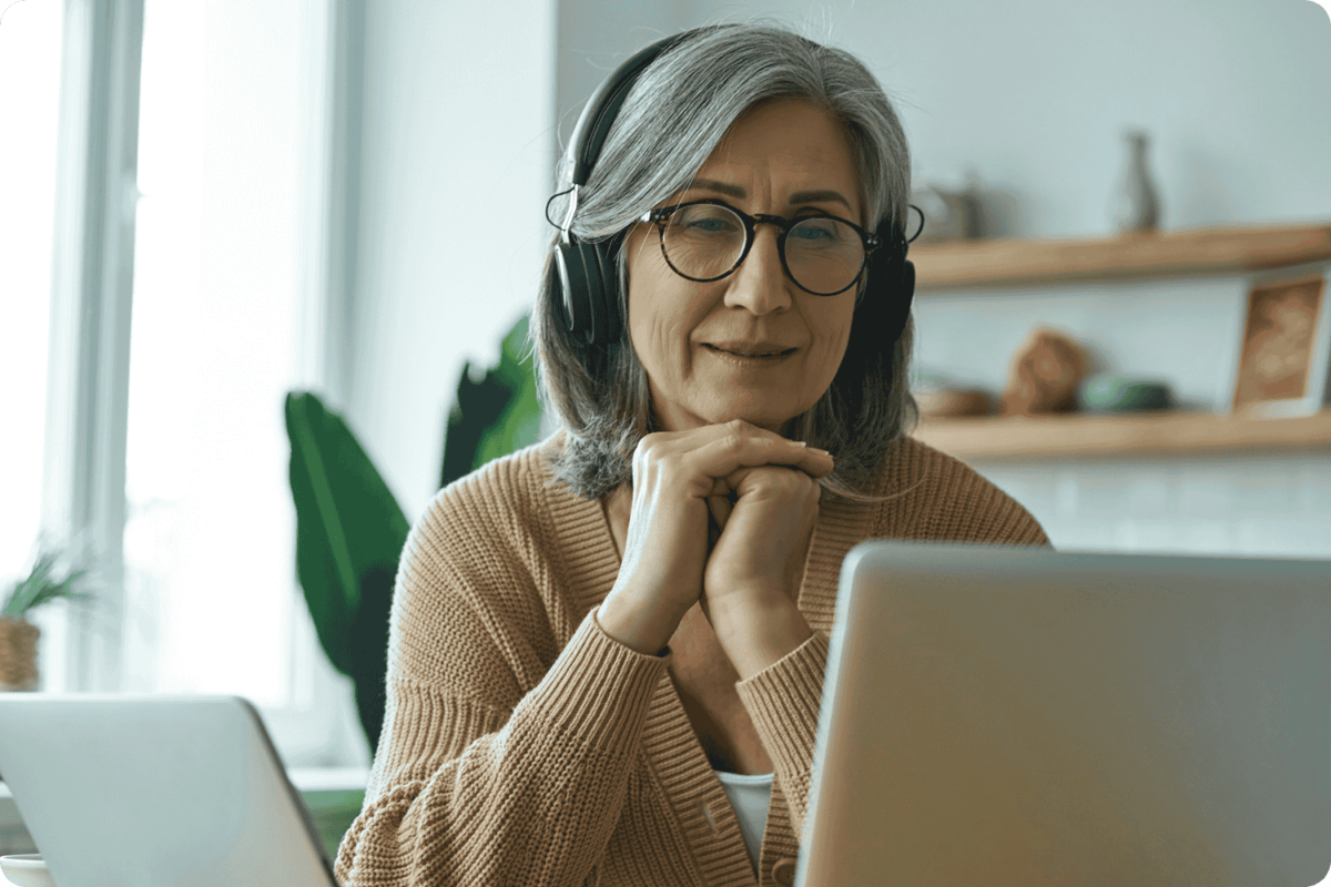 woman with headphones