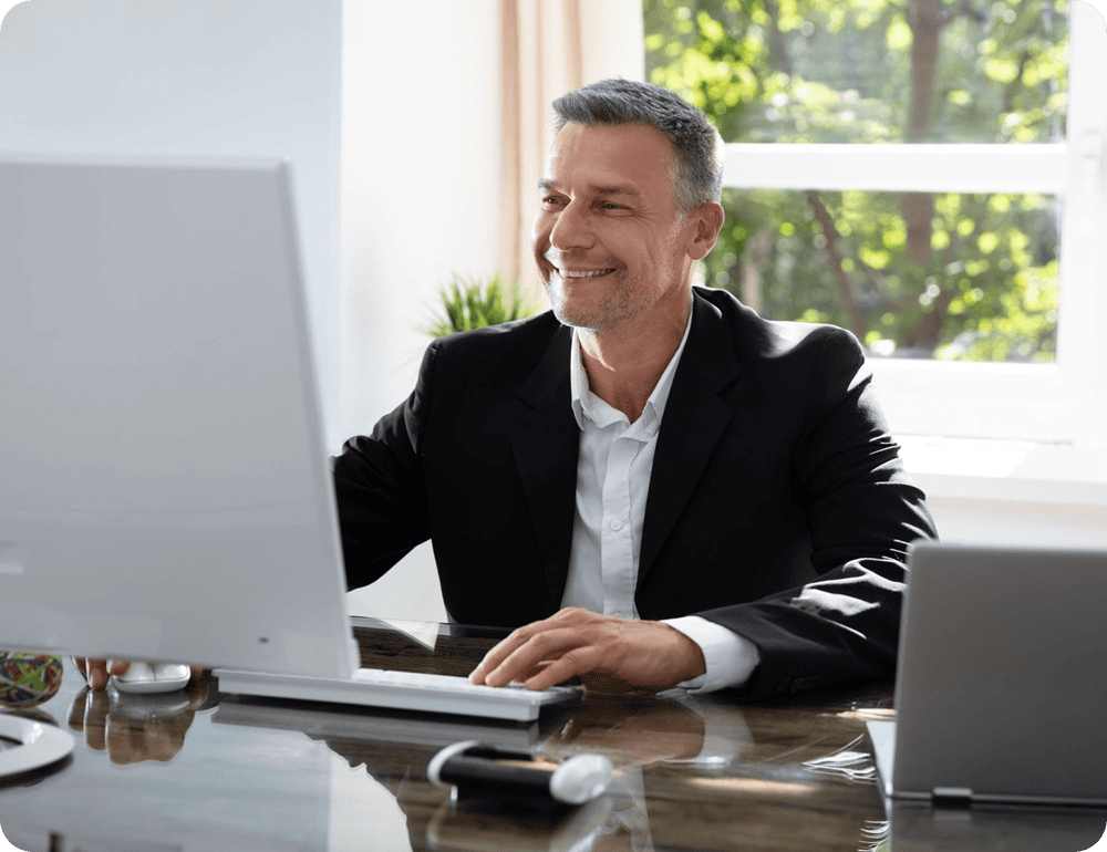 man working at computer