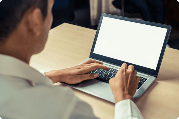 Person working on a laptop